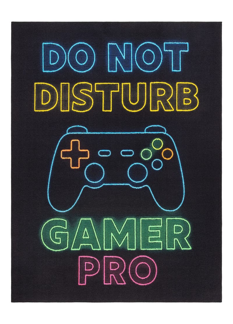 Maskinvævet tæppe KM Home Play Gamer 120x160 Sort, sort