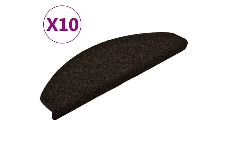 selvklæbende trappemåtter 10 stk. 65x21x4cm tuftet mørkebrun - Brun - Tekstiler - Tæpper - Specialmåtte - Trappetrins tæpper