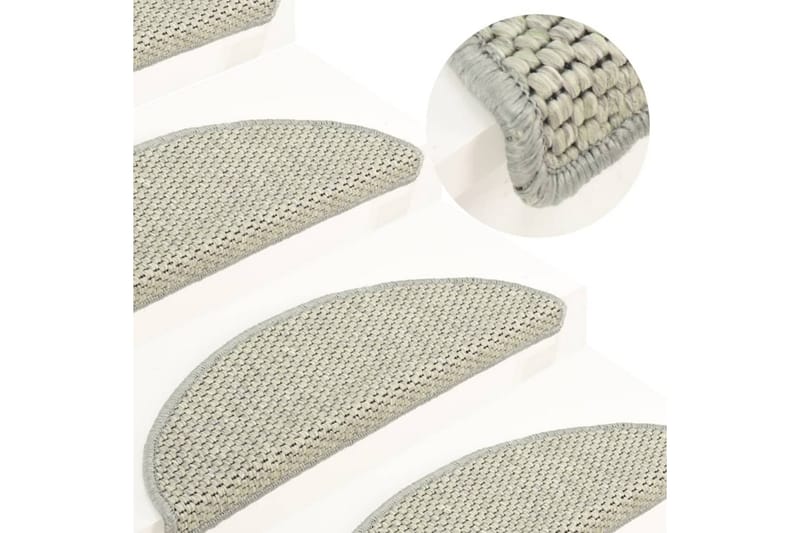 selvklæbende trappemåtter 15 stk. 56x20 cm sisal-look grå - Grå - Tekstiler - Tæpper - Specialmåtte - Trappetrins tæpper