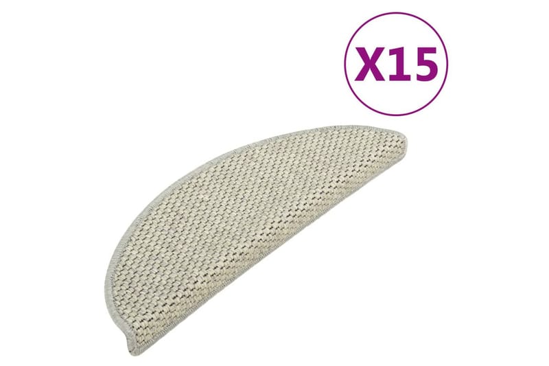selvklæbende trappemåtter 15 stk. 56x20 cm sisal-look grå - Grå - Tekstiler - Tæpper - Specialmåtte - Trappetrins tæpper