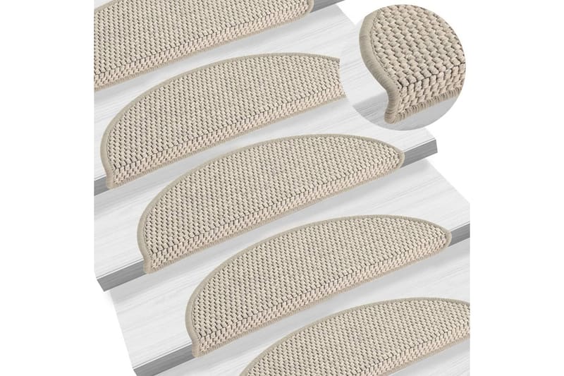 selvklæbende trappemåtter 15 stk. 56x20 cm sisal-look - Sølv - Tekstiler - Tæpper - Specialmåtte - Trappetrins tæpper