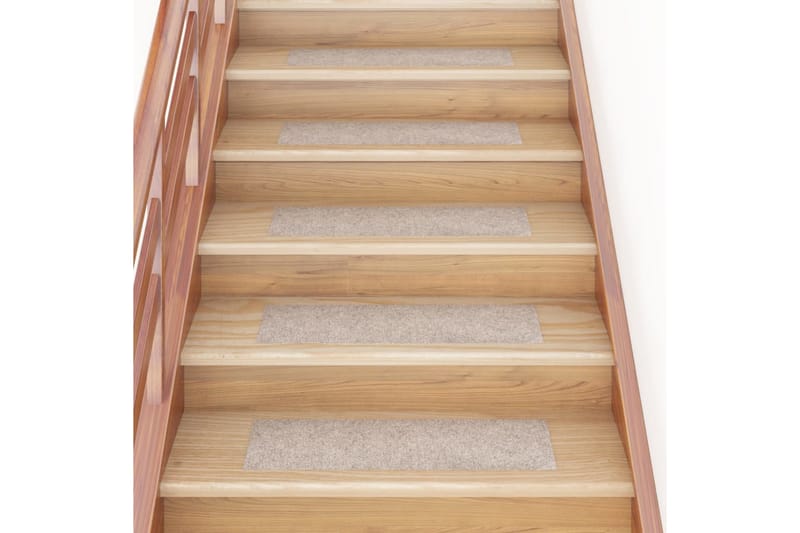 selvklæbende trappemåtter 15 stk. 76x20 cm rektangulær creme - Creme - Tekstiler - Tæpper - Specialmåtte - Trappetrins tæpper