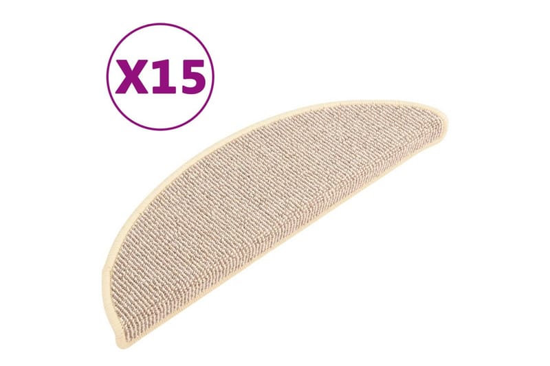trappemåtter 15 stk. 56x17x3 cm hvid og brun - Hvid - Tekstiler - Tæpper - Specialmåtte - Trappetrins tæpper