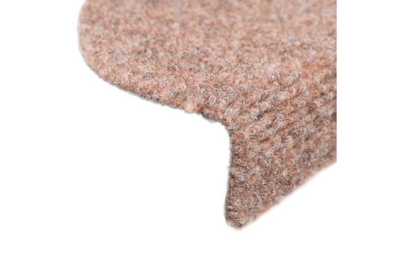 15 stk. selvklæbende trappemåtter punch needle 65x21x4 cm - Brun - Tekstiler - Tæpper - Specialmåtte - Trappetrins tæpper