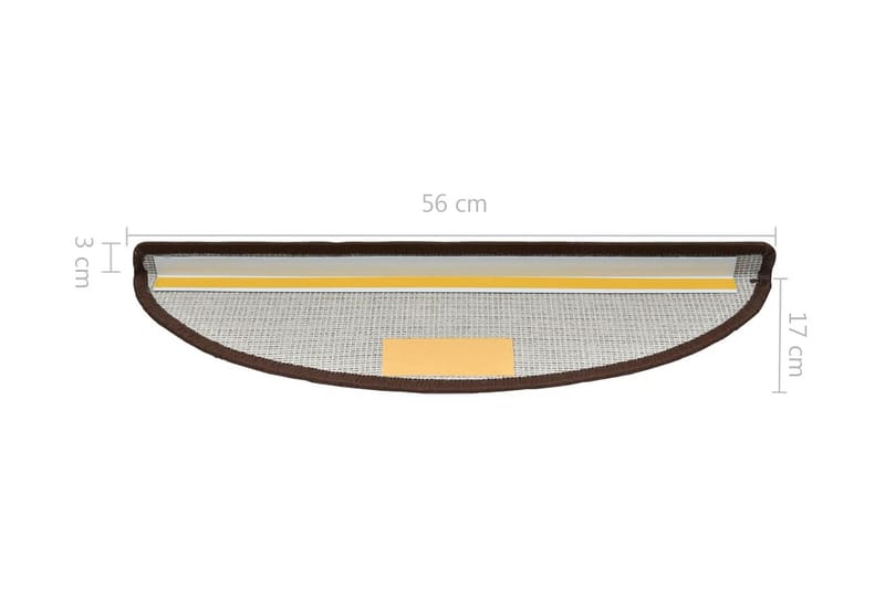 15 stk. trappemåtter 56 x 17 x 3 cm kaffefarvet - Brun - Tekstiler - Tæpper - Specialmåtte - Trappetrins tæpper
