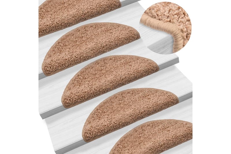 15 stk. trappemåtter 56 x 20 cm beige - Beige - Tekstiler - Tæpper - Specialmåtte - Trappetrins tæpper