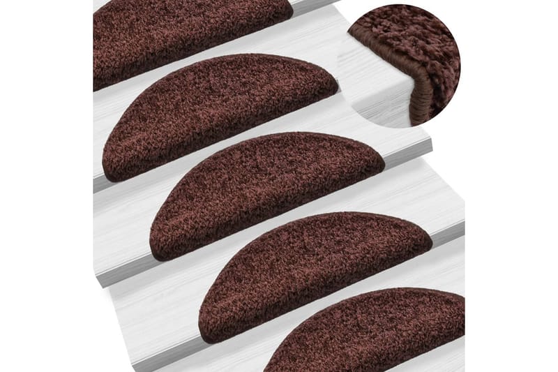 15 stk. trappemåtter 56 x 20 cm brun - Brun - Tekstiler - Tæpper - Specialmåtte - Trappetrins tæpper