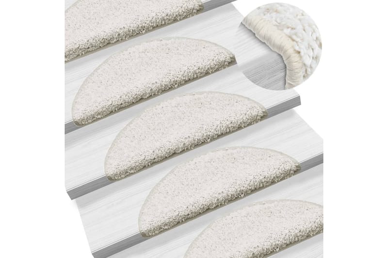 15 stk. trappemåtter 56 x 20 cm hvid - Hvid - Tekstiler - Tæpper - Specialmåtte - Trappetrins tæpper