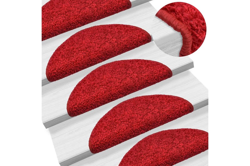 15 stk. trappemåtter 56 x 20 cm rød - Rød - Trappetrins tæpper