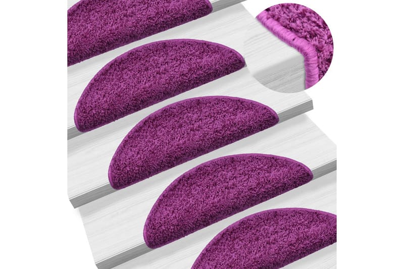 15 stk. trappemåtter 56 x 20 cm violet - Violet - Trappetrins tæpper