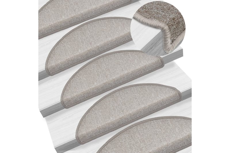 15 stk. trappemåtter 65 x 24 x 4 cm gråbrun - Brun - Tekstiler - Tæpper - Specialmåtte - Trappetrins tæpper