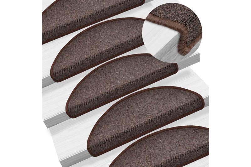 15 stk. trappemåtter 65 x 24 x 4 cm kaffefarvet - Brun - Tekstiler - Tæpper - Specialmåtte - Trappetrins tæpper
