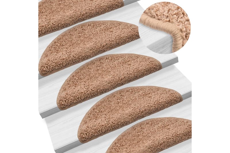 15 stk. trappemåtter 65 x 25 cm beige - Beige - Tekstiler - Tæpper - Specialmåtte - Trappetrins tæpper