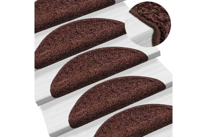 15 stk. trappemåtter 65 x 25 cm brun - Brun - Tekstiler - Tæpper - Specialmåtte - Trappetrins tæpper