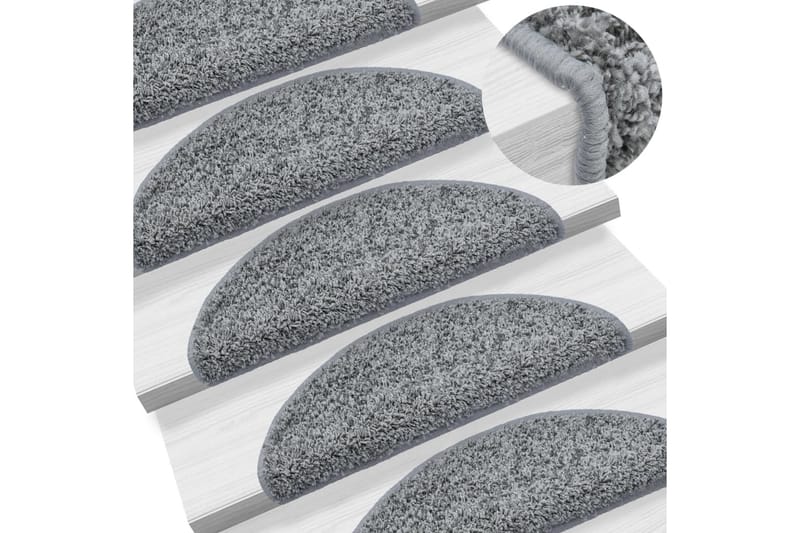 15 stk. trappemåtter 65 x 25 cm grå - Grå - Trappetrins tæpper
