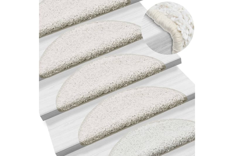 15 stk. trappemåtter 65 x 25 cm hvid - Hvid - Tekstiler - Tæpper - Specialmåtte - Trappetrins tæpper