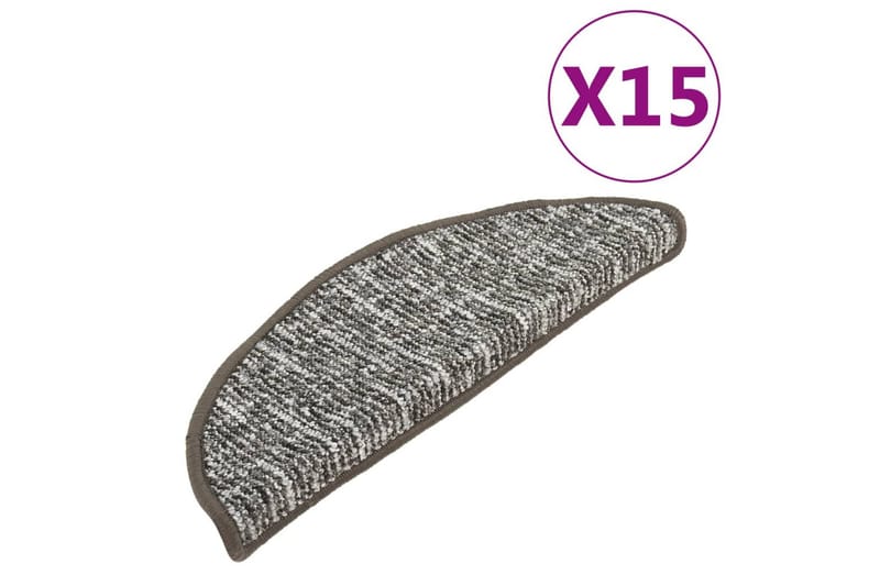 15 stk. trappemåtter 65x25 cm antracitgrå - Antracit - Trappetrins tæpper