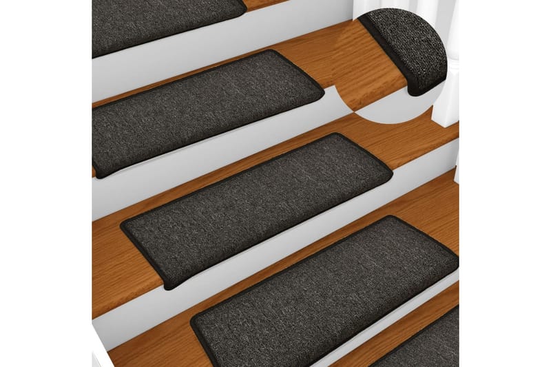 15 stk. trappemåtter 65x25 cm antracitgrå - Grå - Tekstiler - Tæpper - Specialmåtte - Trappetrins tæpper