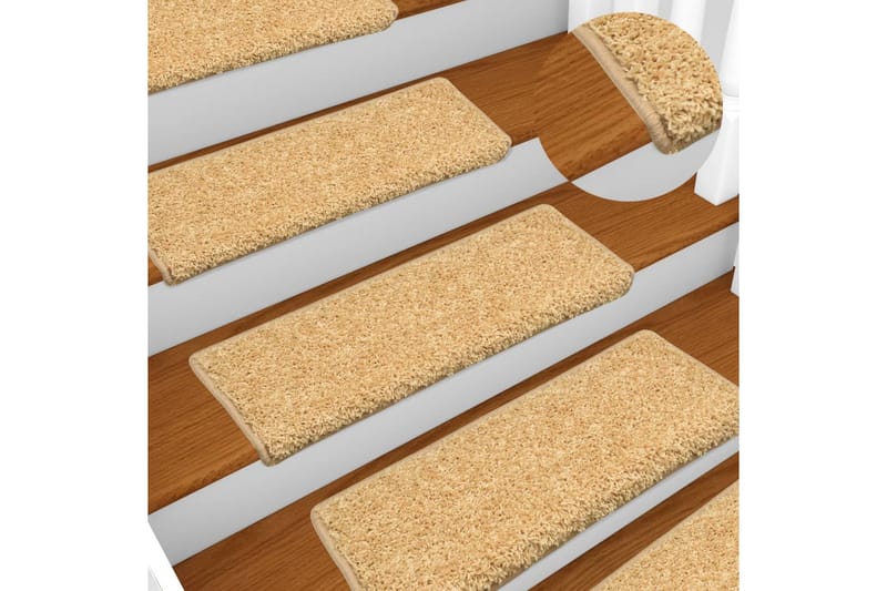 15 stk. trappemåtter 65x25 cm beige - Beige - Tekstiler - Tæpper - Specialmåtte - Trappetrins tæpper
