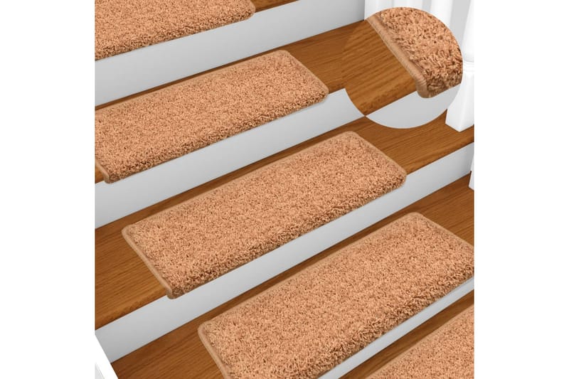 15 stk. trappemåtter 65x25 cm brun - Brun - Tekstiler - Tæpper - Specialmåtte - Trappetrins tæpper