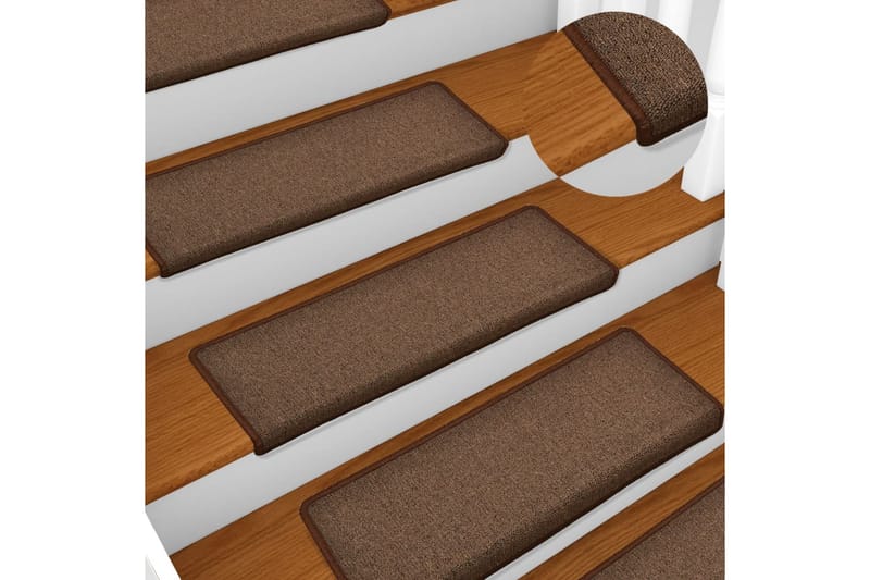 15 stk. trappemåtter 65x25 cm brun - Brun - Tekstiler - Tæpper - Specialmåtte - Trappetrins tæpper
