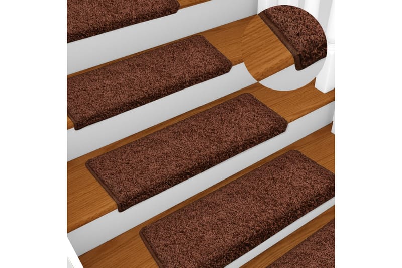 15 stk. trappemåtter 65x25 cm brun - Brun - Tekstiler - Tæpper - Specialmåtte - Trappetrins tæpper