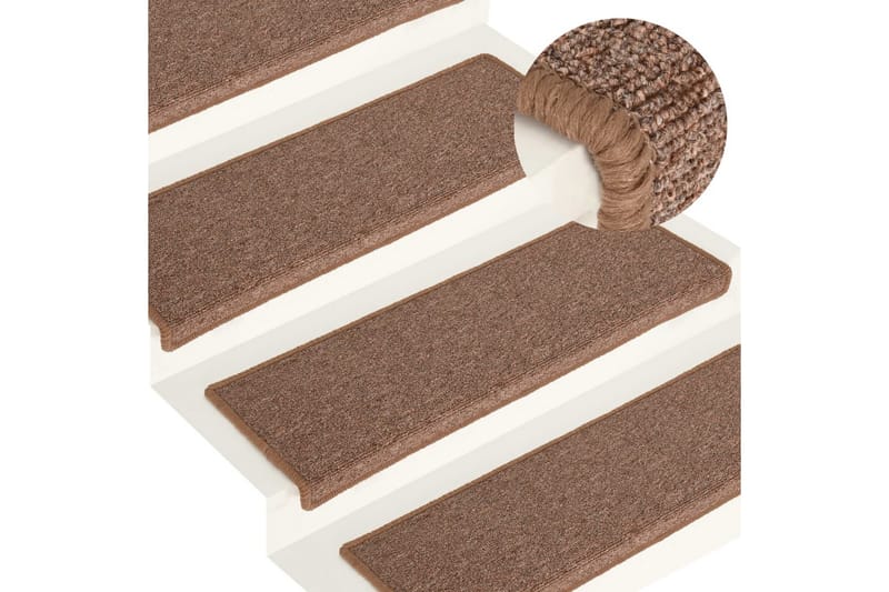 15 stk. trappemåtter 65x25 cm brun - Brun - Tekstiler - Tæpper - Specialmåtte - Trappetrins tæpper