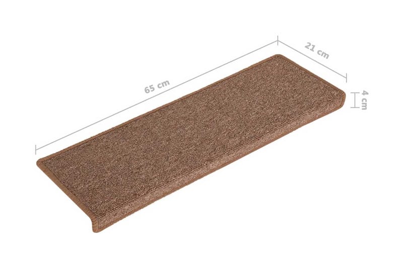 15 stk. trappemåtter 65x25 cm brun - Brun - Tekstiler - Tæpper - Specialmåtte - Trappetrins tæpper