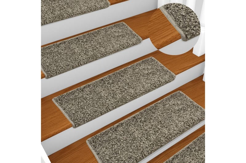 15 stk. trappemåtter 65x25 cm grå - Grå - Tekstiler - Tæpper - Specialmåtte - Trappetrins tæpper