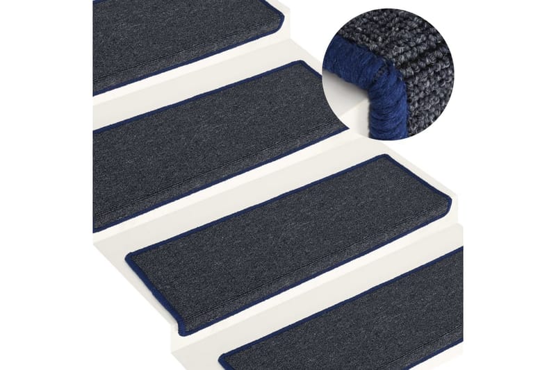 15 stk. trappemåtter 65x25 cm grå og blå - Flerfarvet - Trappetrins tæpper