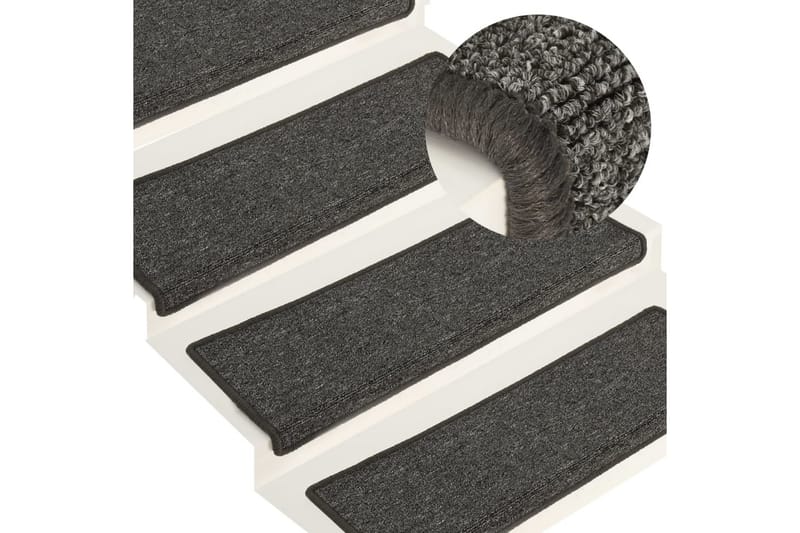 15 stk. trappemåtter 65x25 cm grå og sort - Flerfarvet - Trappetrins tæpper