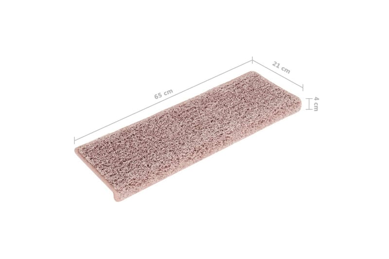 15 stk. trappemåtter 65x25 cm hvid og pink - Flerfarvet - Tekstiler - Tæpper - Specialmåtte - Trappetrins tæpper