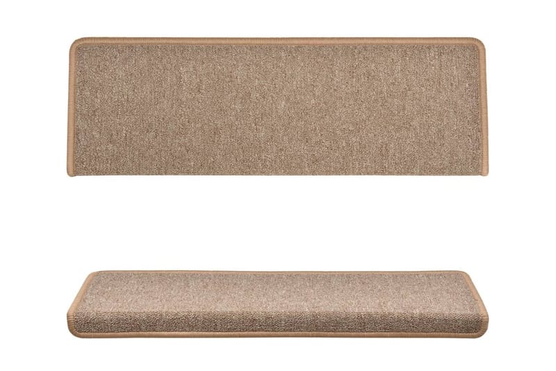15 stk. trappemåtter 65x25 cm lysebrun - Brun - Tekstiler - Tæpper - Specialmåtte - Trappetrins tæpper