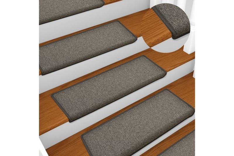 15 stk. trappemåtter 65x25 cm mørkegrå - Grå - Tekstiler - Tæpper - Specialmåtte - Trappetrins tæpper