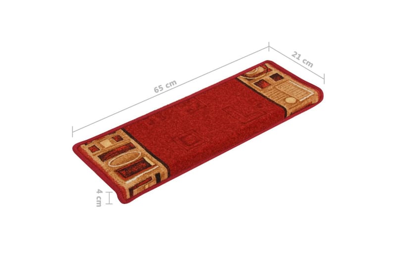 15 stk. trappemåtter 65x25 cm selvklæbende rød - Rød - Tekstiler - Tæpper - Specialmåtte - Trappetrins tæpper