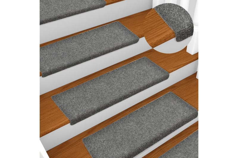 15 stk. trappemåtter tuftet 65x25 cm lysegrå - Grå - Tekstiler - Tæpper - Specialmåtte - Trappetrins tæpper