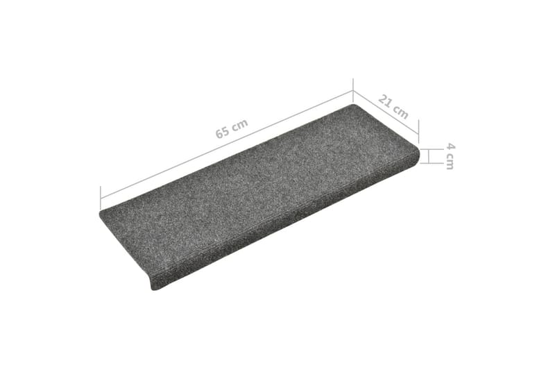 15 stk. trappemåtter tuftet 65x25 cm lysegrå - Grå - Tekstiler - Tæpper - Specialmåtte - Trappetrins tæpper