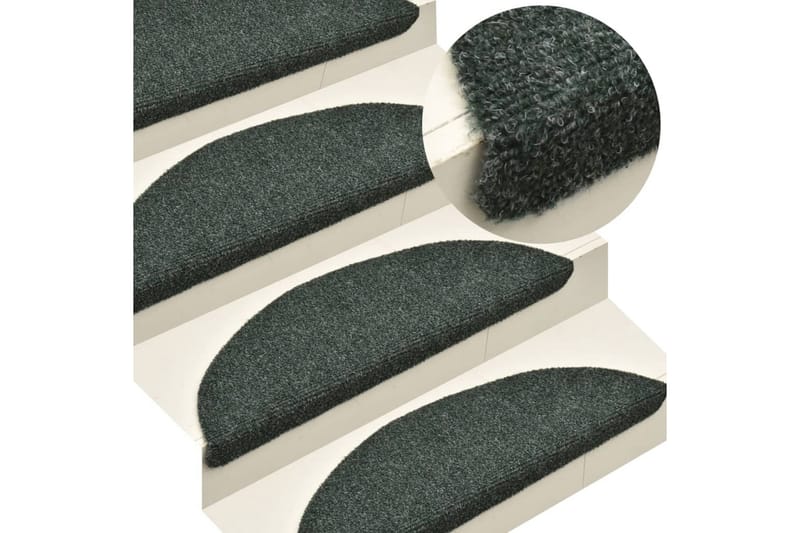 selvklæbende trappemåtter 10 stk. 56x17x3 cm tuftet grøn - Grøn - Tekstiler - Tæpper - Specialmåtte - Trappetrins tæpper