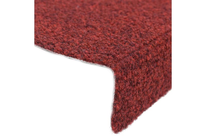 selvklæbende trappemåtter 10 stk. 56x17x3 cm tuftet rød - Rød - Trappetrins tæpper