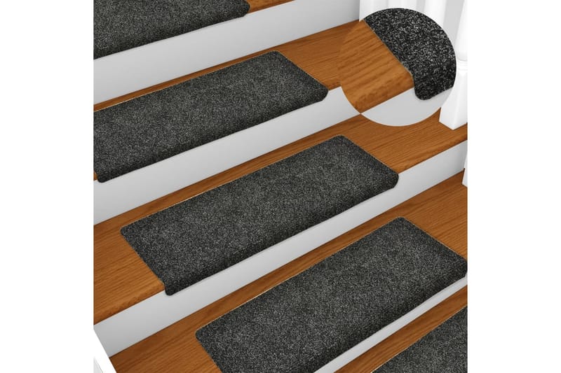 selvklæbende trappemåtter 10 stk. 65x25 cm tuftet grå - Grå - Tekstiler - Tæpper - Specialmåtte - Trappetrins tæpper