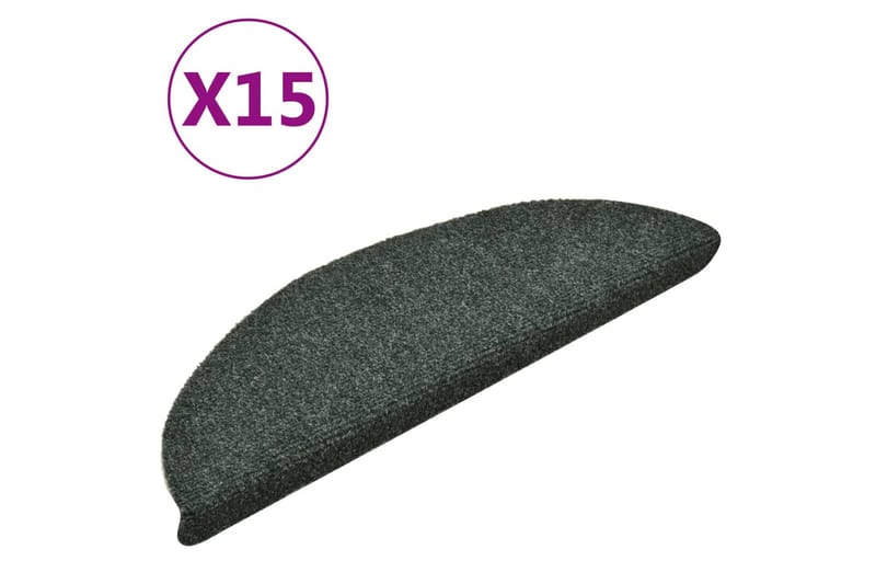 Selvklæbende Trappemåtter 15 Stk. 56X17X3 cm Tuftet Grøn - Grøn - Tekstiler - Tæpper - Specialmåtte - Trappetrins tæpper