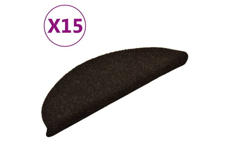 Selvklæbende Trappemåtter 15 Stk. 56X17X3cm Tuftet Mørkebrun - Brun - Tekstiler - Tæpper - Specialmåtte - Trappetrins tæpper