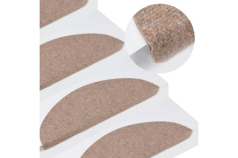 selvklæbende trappemåtter 15 stk. 56x20 cm beige - Beige - Tekstiler - Tæpper - Specialmåtte - Trappetrins tæpper