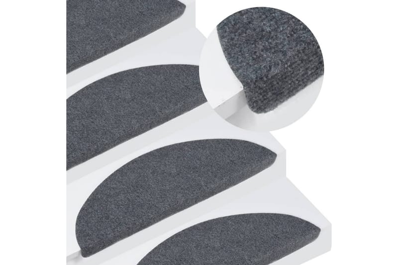 selvklæbende trappemåtter 15 stk. 56x20 cm grå - Grå - Trappetrins tæpper