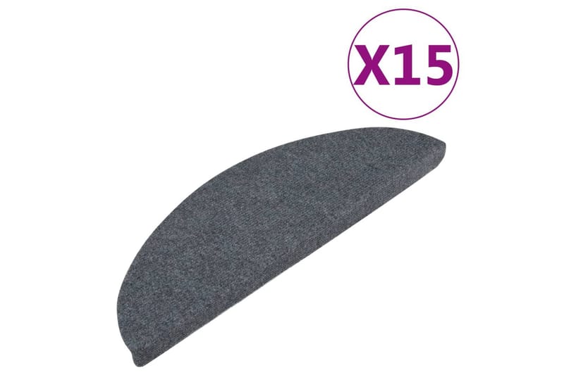selvklæbende trappemåtter 15 stk. 56x20 cm grå - Grå - Tekstiler - Tæpper - Specialmåtte - Trappetrins tæpper
