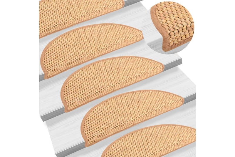 selvklæbende trappemåtter 15 stk. 56x20 cm sisal-look orange - Orange - Tekstiler - Tæpper - Specialmåtte - Trappetrins tæpper