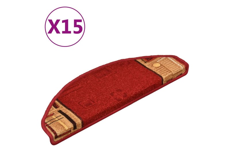 Selvklæbende Trappemåtter 15 Stk. 65X21X4 cm Rød - Rød - Tekstiler - Tæpper - Specialmåtte - Trappetrins tæpper