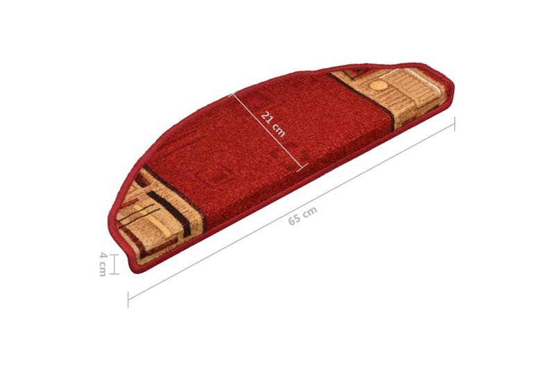 Selvklæbende Trappemåtter 15 Stk. 65X21X4 cm Rød - Rød - Tekstiler - Tæpper - Specialmåtte - Trappetrins tæpper