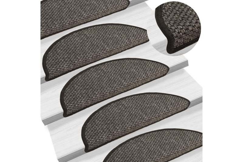 selvklæbende trappemåtter 15 stk. 65x21x4 cm sisal-look grå - Antracit - Tekstiler - Tæpper - Specialmåtte - Trappetrins tæpper