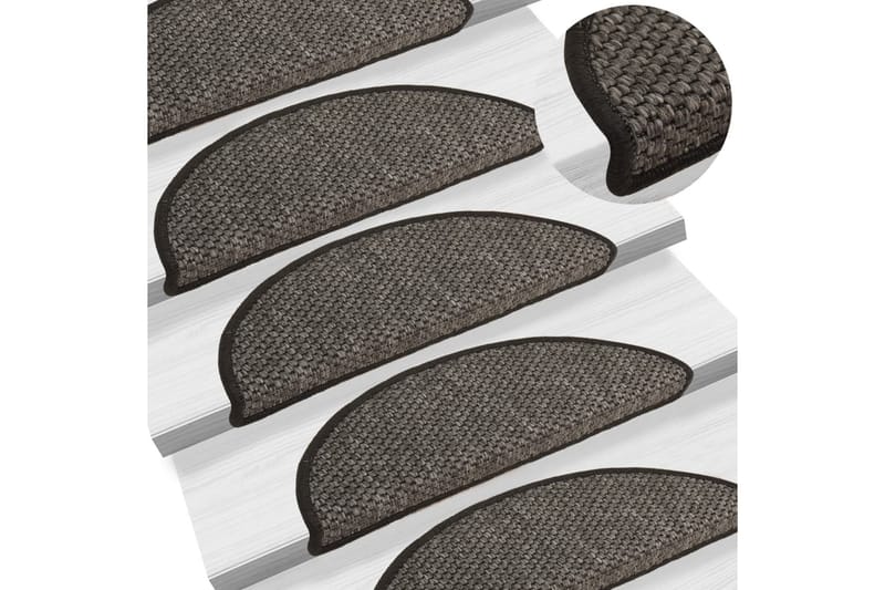 selvklæbende trappemåtter 15 stk. 65x21x4 cm sisal-look grå - Antracit - Trappetrins tæpper
